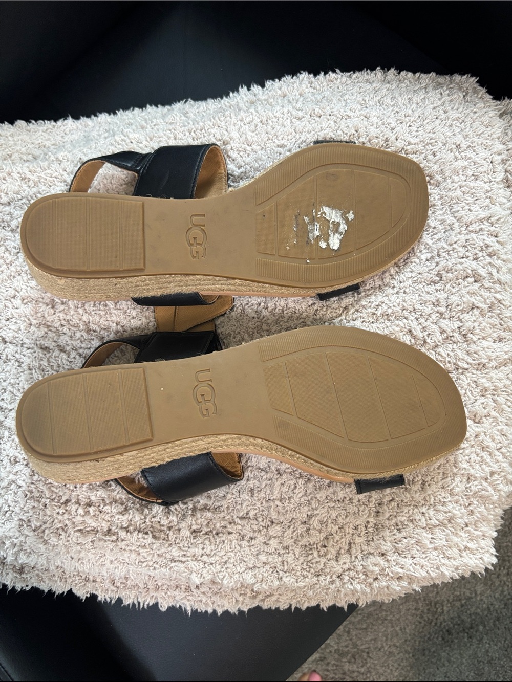 UGG Black Leather Two‑Strap Buckle Sandals - Picture 4 of 6